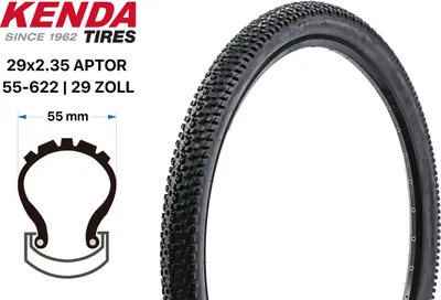 Produktbild von 29 Zoll KENDA APTOR Fahrrad Reifen 55-622 MTB Mountain Bike 29x2.35 Schwarz