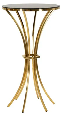 Produktbild von Shanty Glam Stehtisch mit goldenem Metallgestell und Glasplatte – Ø 60 x 108 cm – Möbelaccessoire