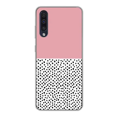 Produktbild von MuchoWow® Handyhülle Schutzhülle Hülle für Samsung Galaxy A30s Polka dots - Schwarz - Rosa Silikon Softcase Handy Hülle - Karteninhaber