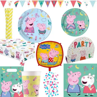 Produktbild von Partyset Peppa Wutz Geburtstag Deko Kindergeburtstag Party Set