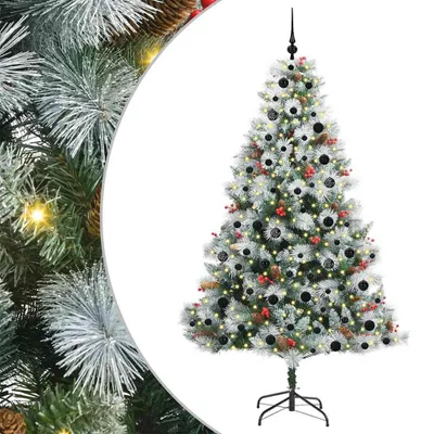 Image de vidaXL Sapin de Noël artificiel vert et blanc 210 cm