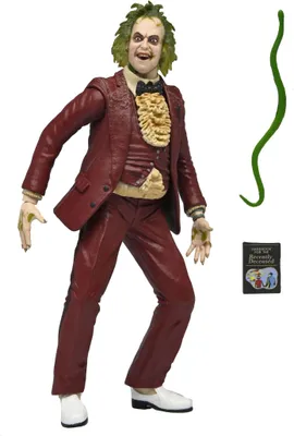 Produktbild von Beetlejuice Figur Actionfigur – roter Smoking mit Zubehör 18cm | Sammlerfigur für Erwachsene Halloween Fasching Karneval