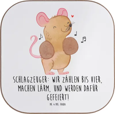 Produktbild von Mr. & Mrs. Panda Untersetzer Glas Schlagzeuger Stolz - Weiß - Geschenk, Tassenuntersetzer, Tasse, Musik, Band, Konzert, Lernen, Beats, Musiker, Präsenz, Tischschoner