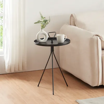 Produktbild von Beistelltisch 'Odal' rund Metall 65 x 41 cm Schwarz