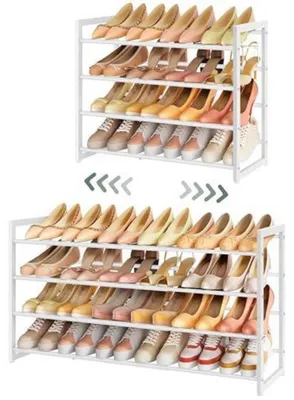 Produktbild von Schuhregal Metall ausziehbar 4 Ebenen Weiß Platzsparend Robust