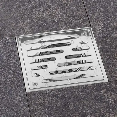 Immagine prodotto di Scarico a pavimento in acciaio inossidabile - Scarico a pavimento con sifone - Griglia per scarico a pavimento - Scarico a pavimento nero - Gancio per scarico a pavimento - Dimensioni: 110 x 110 mm / 150 x 150 mm - Sifone a pavimento