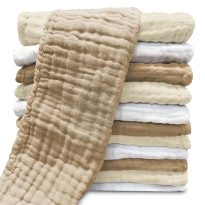 Image de Lot de 12 lingettes en mousseline pour bébé