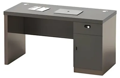 Productafbeelding van Bureau, modern design, zwart, met opbergruimte, kabeldoorvoer, afsluitbaar