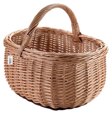Image de Grand panier en osier pour les champignons, les courses, robuste, les légumes, les fruits, idéal pour les pique-niques