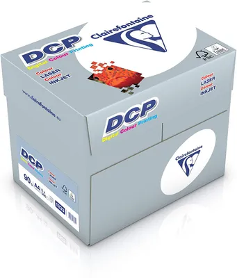 Produktbild von Clairefontaine Druckerpapier DCP 1833C  in Weiß / 5 x 500 Blatt in DIN A4 mit 90 Gramm / Blickdichtes Premium Kopierpapier für farbintensiven Bilderdruck