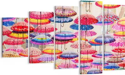 Produktbild von Bild auf Leinwand - Leinwandbild - Regenschirme City Dekoration Himmel - 100x60cm - Wand Bild - Wanddeko - Leinwanddruck - Bilder - Kunstdruck - Leinwand bilder - Wandkunst - EG100x60-3145
