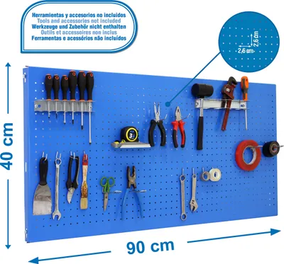 Produktbild von Perfuriertes Painel PANELCLICK 900x400 BLAU + 14 HAKEN + 3 ZUGANG