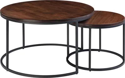 Produktbild von home24 Couchtischset - 2er-Set - Walnuss / Schwarz