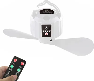 Produktbild von USB wiederaufladbarer Outdoor Camping Wandern Zelt Deckenventilator Tragbarer abnehmbarer Ventilator mit Fernbedienung Multifunktionaler Ventilator Licht Schlafzimmerventilator