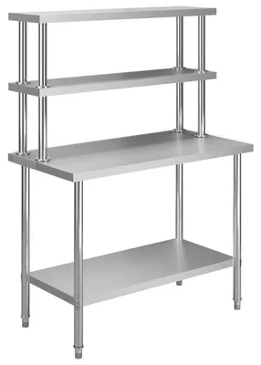 Immagine prodotto di Piano di lavoro da cucina in acciaio inossidabile con piano superiore in acciaio inossidabile, dimensioni 120x60x150 cm