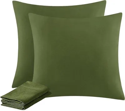 Productafbeelding van Ibenzoa® Set van 2 kussenslopen, 80 x 80 cm – Olijgroen, microvezel, ademend en gemakkelijk te onderhouden