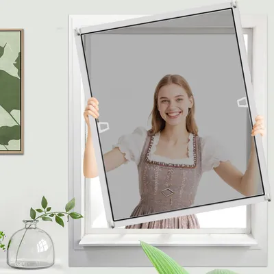 Zdjęcie produktu dla Moskitiera okienna z ramą, 80 x 100 cm, rama aluminiowa, montaż bez wiercenia