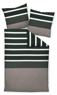 Produktbild von Janine Mako-Satin Bettwäsche J. D. 8468 155x220+80x80cm Farbe nougat-schwarz