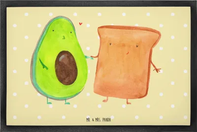 Produktbild von Mr. & Mrs. Panda Schmutzfänger Avocado Toast 60 x 90 cm - Gelb Pastell - Geschenk, Toastbrot, Abtreter, Freundin, Hochzeit, Schmutzmatte, Fussmatte, Schmutzfangmatte