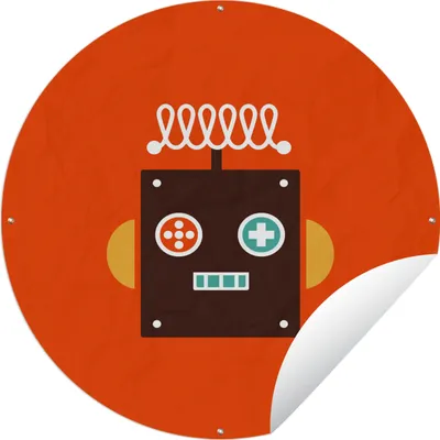 Produktbild von MuchoWow® Gartenposter Outdoor-Poster Rund Roboter - Formen - Gesicht - Orange - Jungen - Kinder Ø 150 cm Gartendeko Rundes Poster draußen