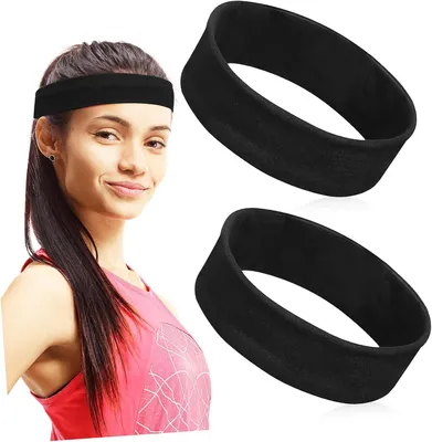Produktbild von 2 Stück Stirnbänder für Yoga und Sport aus elastischem Stoff, schweißabsorbierend und dehnbar, für Männer und Frauen beim Laufen und Fitness