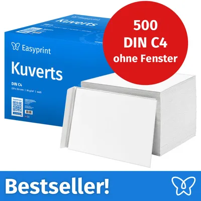 Image de NOUVEAU : Easyprint Enveloppes sans fenêtre, DIN C4, non imprimées, 500 pièces