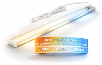LED Unterbauleuchte 60cm, dimmbar, CCT, Sensor, Aluminium