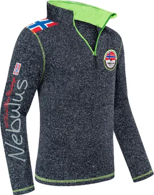 Zdjęcie produktu dla Nebulus polarowy sweter męski FLAGSTER, ciepły polarowy sweter, sweter z polaru z zamkiem błyskawicznym, P5951 - mężczyźni, granatowy melanż, M