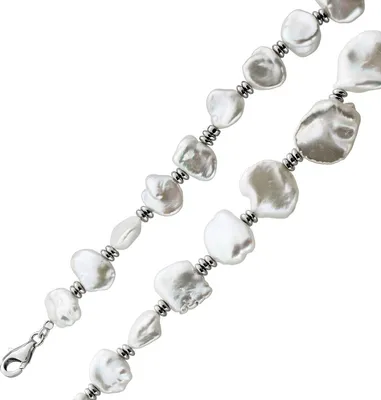 Produktbild von Perlenkette 47cm Keshi Perlen 8-15mm Silber 925 47
