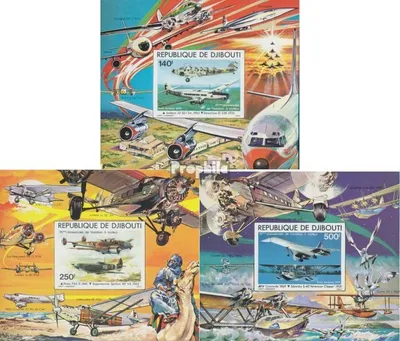 Produktbild von Briefmarken Dschibuti 1979 Mi Block6B-Block8B (kompl.Ausg.) postfrisch Jahrestag des 1. Motorfluges