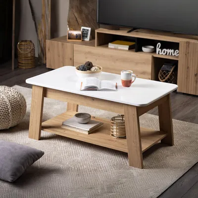 Image de Casaglia - Table basse, 101x55x47h cm Blanc brillant, un compartiment