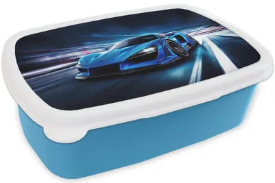Produktbild von KitchenYeah® Lunchbox Brotzeit Brotdose 17x11 cm Auto - Blau - Jungen - Kind Kinder Brotzeitdose - Lunch - Kunststoff  - Brotbüchse - Sandwichbox - Lunchbox für Kinder