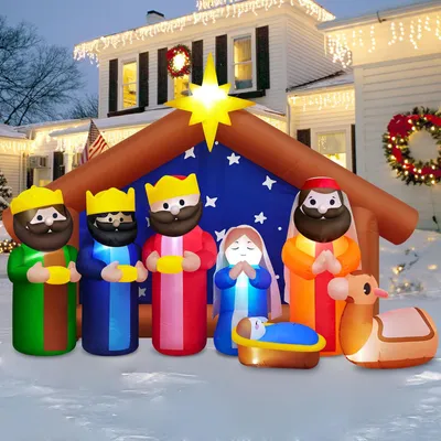 Aufblasbare Weihnachtskrippe 2,4 m mit LED, für Außen