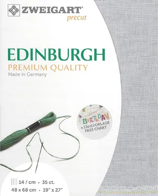 Produktbild von Zählstoff EDINBURGH Zweigart Precut 35 ct. 3217 Farbe 705 perlgrau, Handarbeitsstoff aus 100% Leinen für Stickerei 48x68 cm