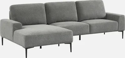 Produktbild von sweeek - 3-Sitzer-Sofa mit Stoffbezug - Recamiere links - Dunkelgrau