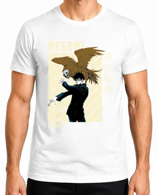 Obrázok produktu pre MEGUMI Jujutsu Kaisen 呪術廻戦 Fushiguro Shikigami Anime Aesthetics Pánske tričko, biele, XL