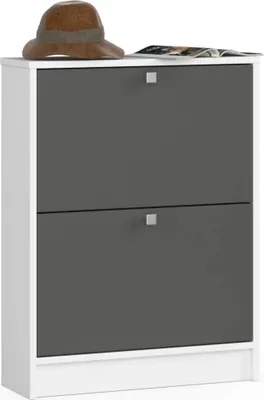 Immagine prodotto di Scarpiera con 2 porte pieghevoli 60 cm bianca e grigio grafite
