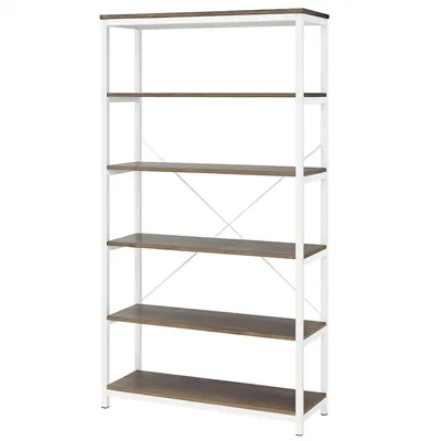 Image de Ganbaru - Bibliothèque étagères 6 niveaux 80x30xH180 cm style industriel oak