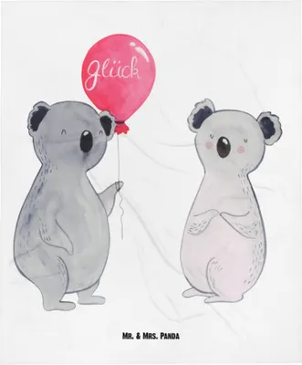 Produktbild von Mr. & Mrs. Panda Fleecedecke Koala Luftballon - Weiß - Geschenk, Plaid, Schmusedecke, Babydecke, Kinderdecke, Geburtstag, Party, Erstlingsdecke, Schlummerdecke