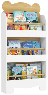Produktbild von Bücherregal für Kinder Kinderregal mit 3 Ablagen Aufbewahrungsregal aus Holz 55x15x110cm Naturholz