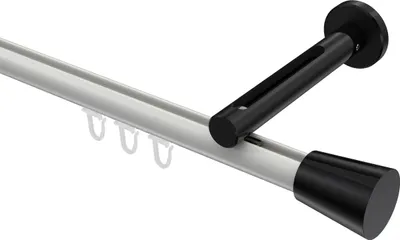 Produktbild von Interdeco Innenlaufstange / Gardinenstange mit Innenlauf Weiß / Schwarz, Typ Siteno Sitra (Konus), 20 mm Ø 1-läufig, 200 cm