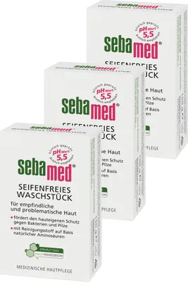Produktbild von Sebamed seifenfreies Waschstück besonders hautschonend 150 g 3er Pack