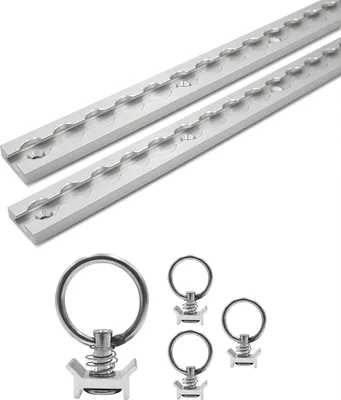 Produktbild von Airlineschiene Set eckig silber 2x 1m inkl. 4x Ösen – Ladungssicherung für Transporter & Anhänger