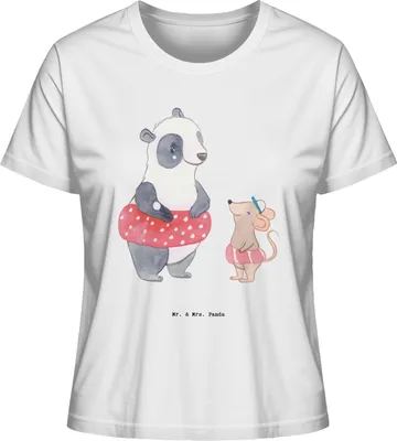 Produktbild von Mr. & Mrs. Panda Damen T-Shirt Otter Schwimmen Größe M - Weiß - Geschenk, Baumwoll, Oberteil, Kurzarmshirt, Basic, Wassersport, Shirt, Schwimmkurs