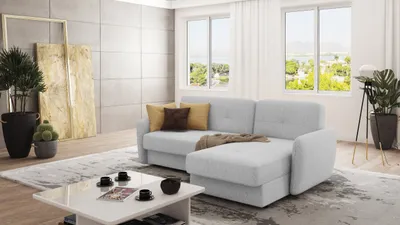 Produktbild von S-STYLE MÖBEL - Modernes Ecksofa Lento mit Ottomane und Schlaffunktion aus Silber Luxusmicrofaser - Ottomane rechts, B/T/H: 232 cm/ 147 cm/ 83 cm