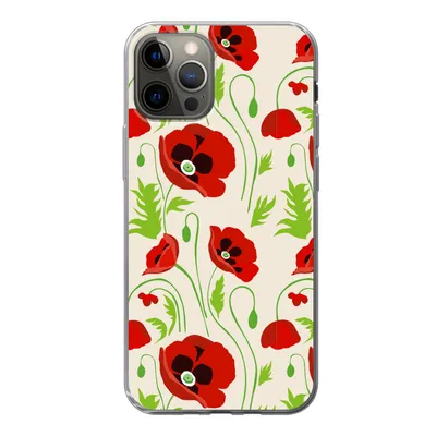 Produktbild von MuchoWow® Handyhülle Schutzhülle Hülle für iPhone 13 Pro Blumen - Mohn - Muster Silikon Softcase Handy Hülle - Handy-Tasche