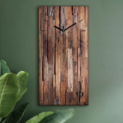 Produktbild von Wohnzimmer Leinwand Uhr Geräuschlos Küche 30x60 Dunkles, Holz, Motive, Textur, schwarze Zeiger