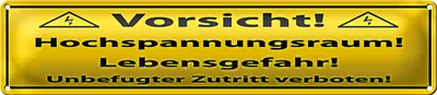 Produktbild von Blechschild Hinweis 46x10cm Vorsicht Hochspannungsraum Dekoration