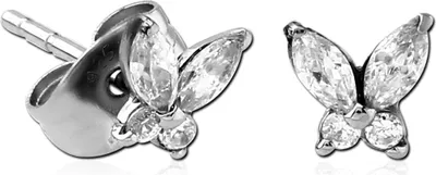 Produktbild von viva-adorno 1 Paar Mädchen Ohrringe Damen Ohrstecker 925 Silber Schmetterlinge Kristall Klar Z533.D4