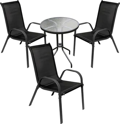Produktbild von 4-tlg Bistro Garnitur Bistromöbel Klappstuhl Stuhl Tisch Sitzgruppe